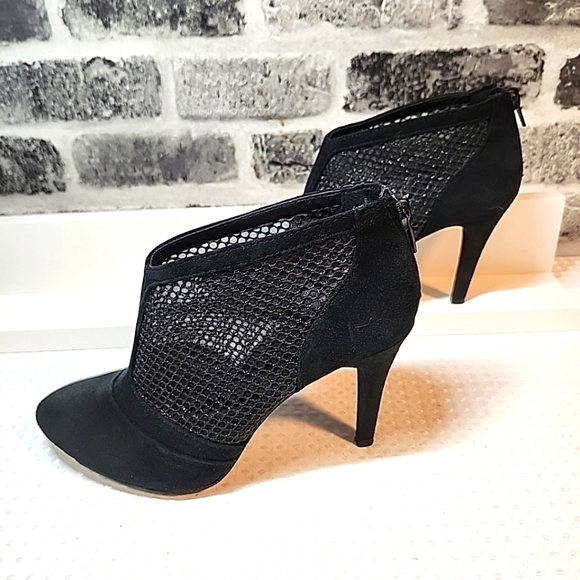 Alfani Womens Black Suede High Heel Bootie Size 6.5 Stiletto Witchy Mesh Shoetie - Picture 4 of 7